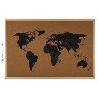 Prikbord met wereldkaart 40 x 60 cm   -