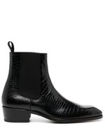 TOM FORD bottines en cuir à effet peau de crocodile - Noir