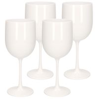 4x stuks onbreekbaar wijnglas wit kunststof 48 cl/480 ml