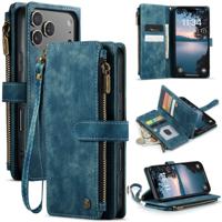 Caseme iPhone 17 Pro PU leren hoesje - portemonnee - Blauw