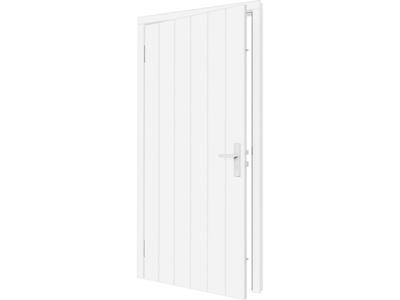 Trendhout Plaatdeur enkel linksdraaiend - 93x211,5 cm + kozijn 106,4x218,9 cm - wit (incl. hang en sluitwerk)- - Hout- Trendhout