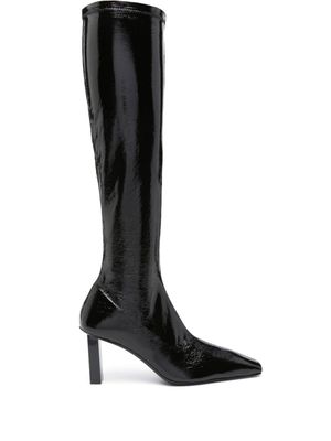 Courrèges bottes en cuir à talon haut 80 mm - Noir
