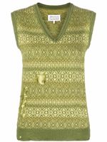 Maison Margiela débardeur en maille Fair Isle à effet usé - Vert - thumbnail