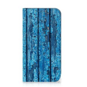 iPhone 15 Book Wallet Case Wood Blue