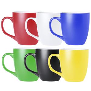 Koffie mokken/bekers Artista - 6x - keramiek - met oor - multi kleuren - 440 ml - stijlvolle vorm