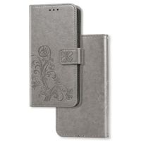 iPhone 7 hoesje - Bookcase - Pasjeshouder - Portemonnee - Bloemenprint - Kunstleer - Grijs
