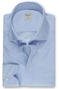 Stenströms Fitted Body Jersey shirt lichtblauw, Vichy ruit