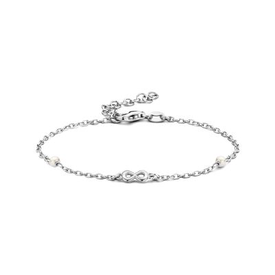 Armband Infinity zilver-synth. parel 1,6 mm 16-19 cm