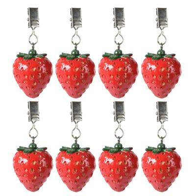 Tafelkleedgewichtjes/hangers - 16x - aardbei - kunststeen - rood