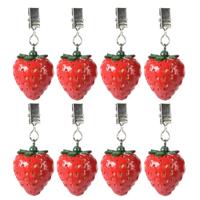 Tafelkleedgewichtjes/hangers - 16x - aardbei - kunststeen - rood