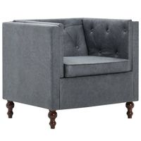 The Living Store Chesterfield Fauteuil - Grijs - 72 x 68 x 70 cm - Houten frame - Stoffen bekleding - thumbnail