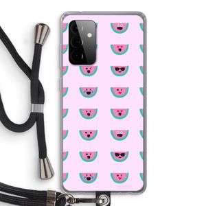 Smiley watermeloenprint: Samsung Galaxy A72 5G Transparant Hoesje met koord