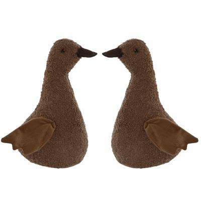 Deurstopper eend - 2x - bruin - polyester - kinderkamer - 21 x 12 x 29 cm