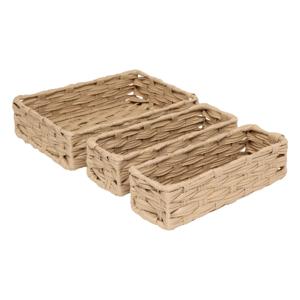 Kast/badkamer opbergmandjes - set 3x stuks - gevlochten kunststof - in 3 formaten