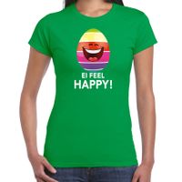 Vrolijk Paasei ei feel happy t-shirt groen voor dames - Paas kleding / outfit