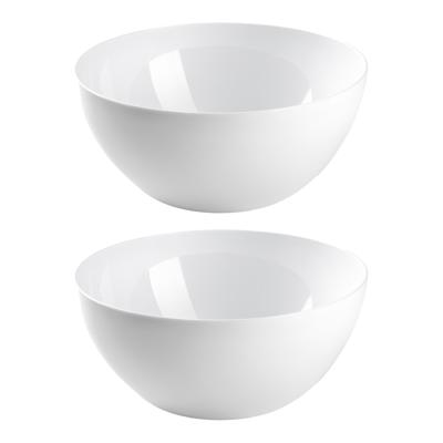 Serveerschaal - 2x stuks - saladeschaal - D23 x H10 cm - kunststof - wit - 3000 ml - 3 liter - keuke