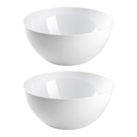 Serveerschaal - 2x stuks - saladeschaal - D23 x H10 cm - kunststof - wit - 3000 ml - 3 liter - keuke