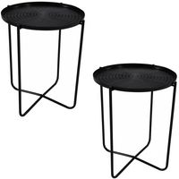 2x stuks ronde bijzettafels/plantenstandaarden zwart 50 cm