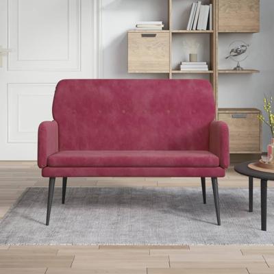 Bankje 108x79x79 cm fluweel wijnrood