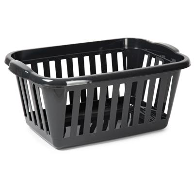 Wasmand - zwart - kunststof - 40 liter - 60 x 40 x 26 cm - manden voor wasgoed - huishouden
