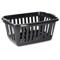 Wasmand - zwart - kunststof - 40 liter - 60 x 40 x 26 cm - manden voor wasgoed - huishouden