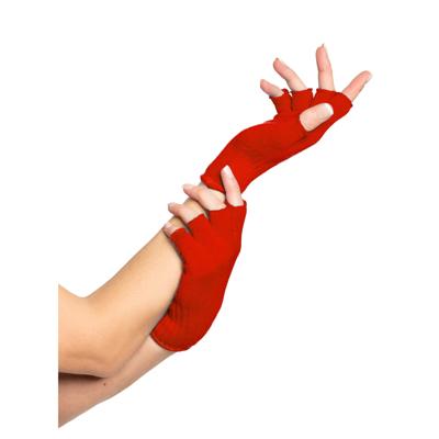 Verkleed handschoenen vingerloos - 80's / 90's party - rood - one size - volwassenen Verkleed handschoenen vingerloos - 80's / 90's party - rood - one size - volwassenen