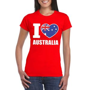 Rood I love Australie fan shirt dames