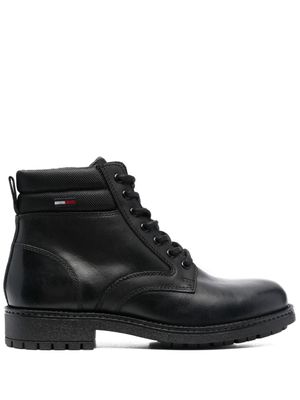 Tommy Jeans bottines matelassées à lacets - Noir