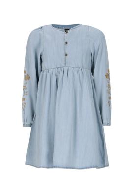 Like Flo winter jurk meisjes - blauw - Mischa - chambrey - borduursel op mouw