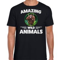 T-shirt orang oetan apen amazing wild animals / dieren zwart voor heren