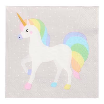 Eenhoorn thema servetten - 20x - 33 x 33 cm - 3-laags - feestservetten