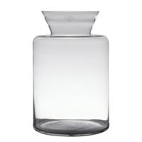 Bloemenvaas - melkbus - transparant - glas - 24 x 37 cm - bloemen/takken - woonaccessoires