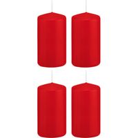 4x Rode cilinderkaarsen/stompkaarsen 6 x 12 cm 40 branduren - thumbnail