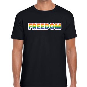 Freedom regenboog gay pride shirt zwart voor heren