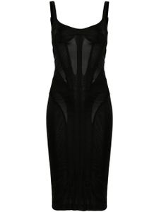 Mugler robe mi-longue à épaules dénudées - Noir