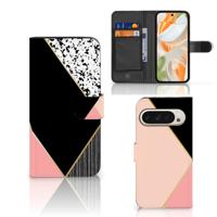 Google Pixel 9 | 9 Pro | Book Case | Zwart Roze Vormen