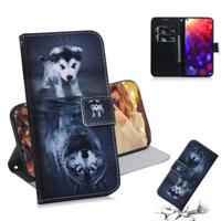 Wolf en hond patroon gekleurde tekening horizontale Flip lederen case voor Huawei Honor View 20 met houder & card slots & portemonnee