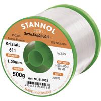 Stannol Kristall 611 Fairtin Soldeertin, loodvrij Loodvrij Sn96,5Ag3Cu0,5 REM1 500 g 1 mm