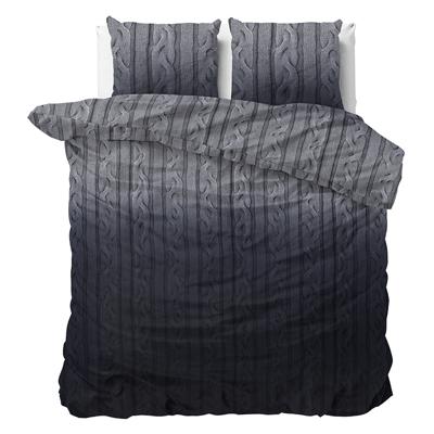 Dekbedovertrek Katoen - Eenpersoons (140x200 cm) - Antraciet Flanel - Dessin: Patroon - Dreamhouse - Dekbed-Discounter.nl