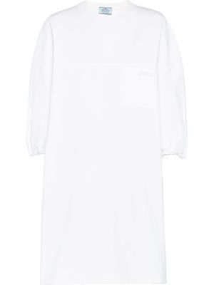 Prada robe courte à patch logo - Blanc