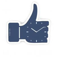 NeXtime klok 3072bl thumbs up, 40.5x41.5 cm, wall, blue/ silver