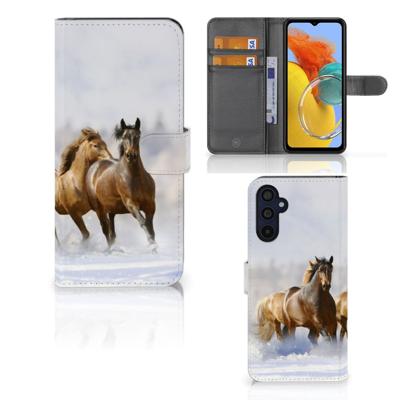 Samsung Galaxy M14 | Telefoonhoesje | Met pasjeshouder | Paarden Samsung Galaxy M14 | Telefoonhoesje | Met pasjeshouder | Paarden