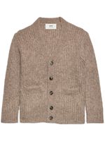 AMI Paris cardigan nervuré à col v - Marron