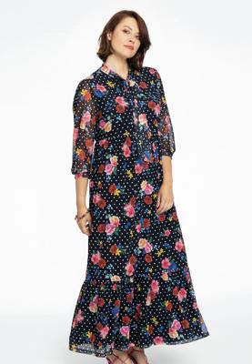 Yoek Jurk met strik FLOWERDOT | Zwart | Maat 58/60