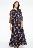 Yoek Jurk met strik FLOWERDOT | Zwart | Maat 54/56