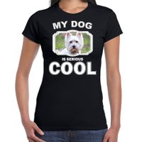West terrier honden t-shirt my dog is serious cool zwart voor dames - thumbnail