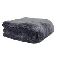 Fleece deken - grijs - 180 x 220 cm - polyester - XXL woondeken