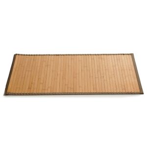 Badkamer vloermat anti-slip lichte bamboe 50 x 80 cm met grijze rand