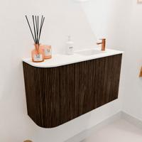 Toiletmeubel Mondiaz Joya | 71.6 cm | Meubelkleur Walnut | Faye wastafel Talc Rechts | 1 kraangat Toiletmeubel Mondiaz Joya | 71.6 cm | Meubelkleur Walnut | Faye wastafel Talc Rechts | 1 kraangat