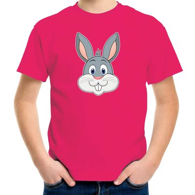 Cartoon konijn t-shirt roze voor jongens en meisjes - Cartoon dieren t-shirts kinderen
